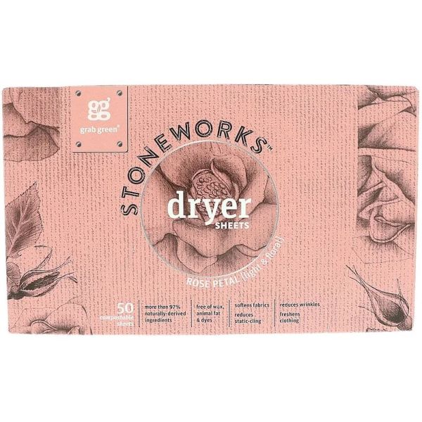 GRABGREEN: Dryer Sheets Rose Petal, 50 pk