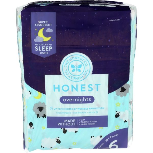 THE HONEST COMPANY: Sleepy Sheep Overnight Diapers Size 6, 17 pk
