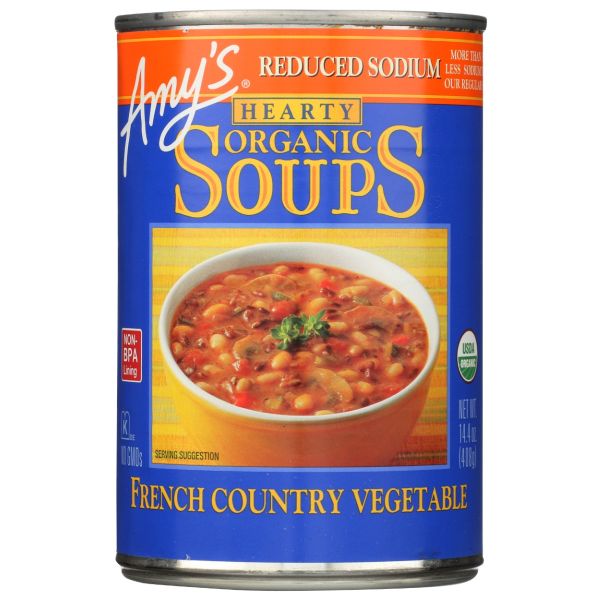 AMYS: Organic Hearty French Country Vegetable Soup Reduced Sodium, 14.4 oz