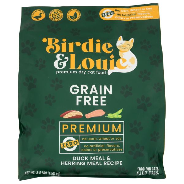 BIRDIE & LOUIE: Duck Meal and Herring Meal Recipe Dry Cat Food, 3.5 lb