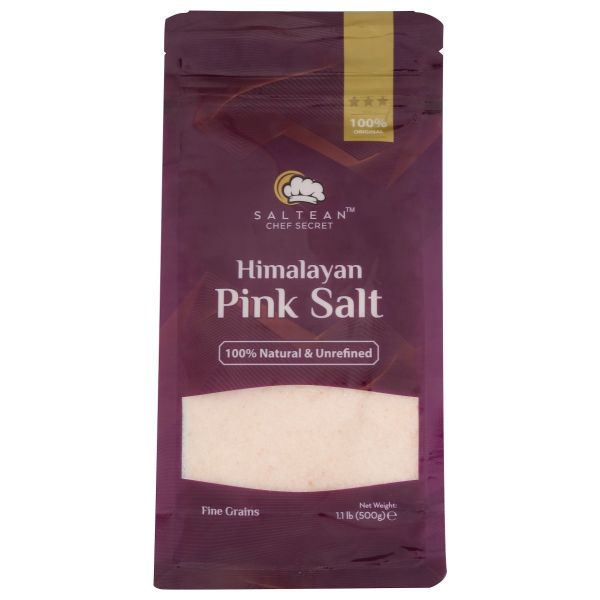 SALTEAN CHEF SECRET: Himalayan Pink Salt Standing Pouch Fine Grains, 1.1 lb