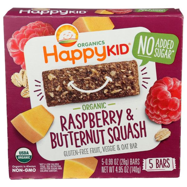 HAPPY KID: Raspberry Butternut Squash Bars, 4.95 oz