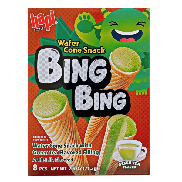 HAPI: Bing Bing Green Tea Wafer Cone Snack, 2.5 oz