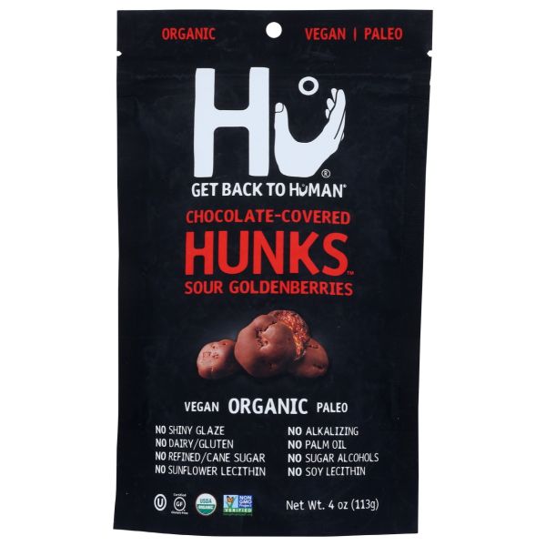 HU: Chocolate Covered Hunks Sour Golden Berries, 4 oz
