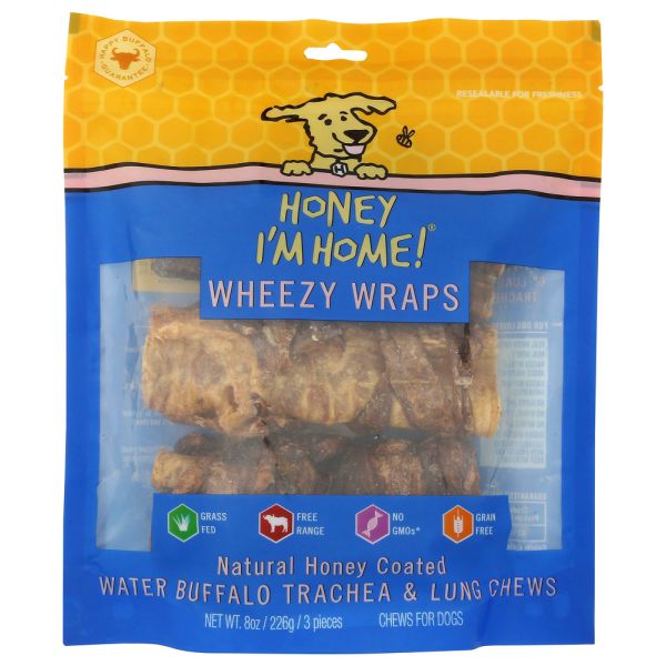 HONEY IM HOME: Wheezy Wraps Dog Chew 3 Count, 8 oz