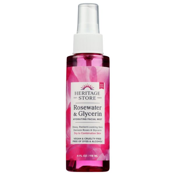 HERITAGE: Rose Water Glycerin Hydrating Facial Mist, 4 oz