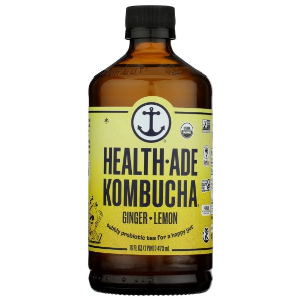 HEALTH ADE: Ginger Lemon Kombucha, 16 oz
