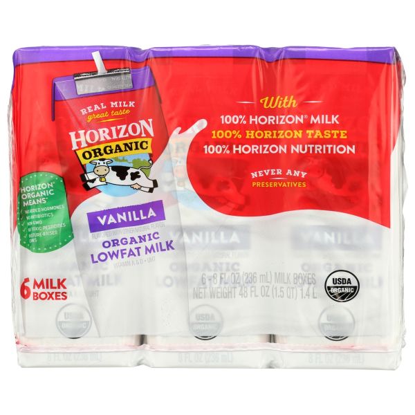 HORIZON: Organic Lowfat Vanilla Milk 6 Count, 48 oz