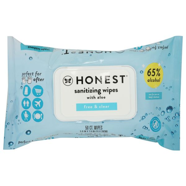 THE HONEST COMPANY: Free and Clear Sanitizing Wipes, 50 ea