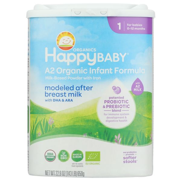 HAPPY BABY: Organic Infant Formula Stage 1 A2, 22.9 oz