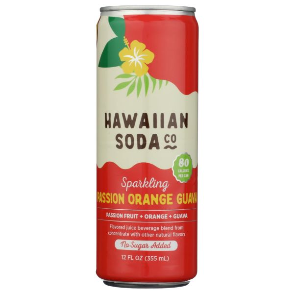 HAWAIIAN SODA CO: Sparkling Passion Orange Guava, 12 fo
