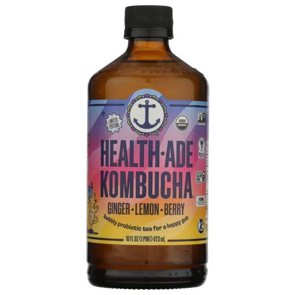 HEALTH ADE: Ginger Lemon Berry Kombucha, 16 fo