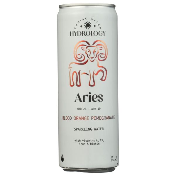 HYDROLOGY ZODIAC WATER: Aries Blood Orange Pomegranate Sparkling Water, 12 fo