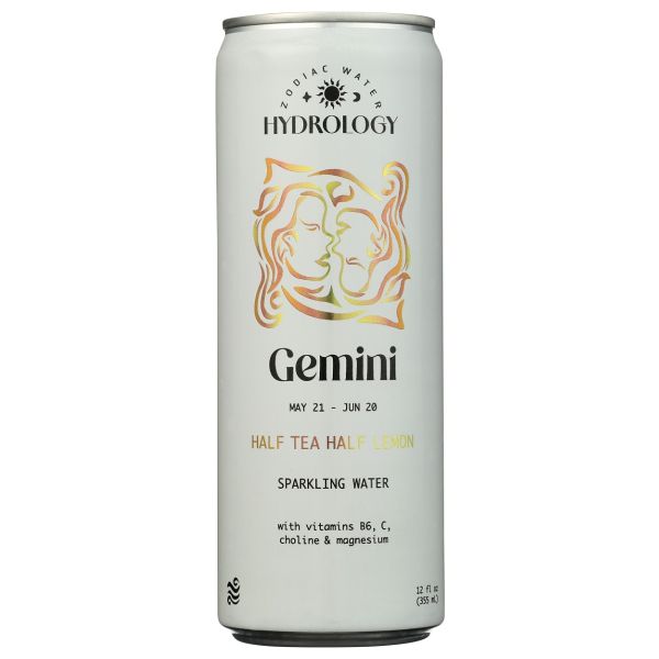HYDROLOGY ZODIAC WATER: Gemini Half Tea Half Lemon Sparkling Water, 12 fo