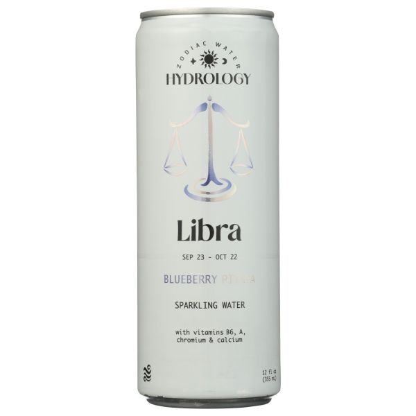 HYDROLOGY ZODIAC WATER: Libra Blueberry Pitaya Sparkling Water, 12 fo