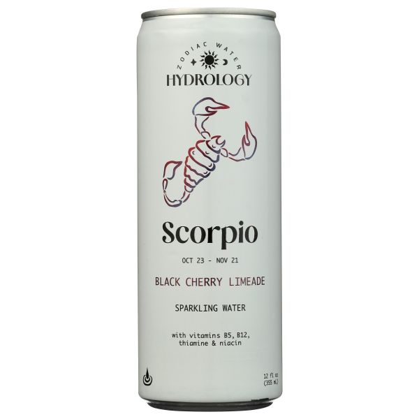 HYDROLOGY ZODIAC WATER: Scorpio Black Cherry Sparkling Water, 12 fo