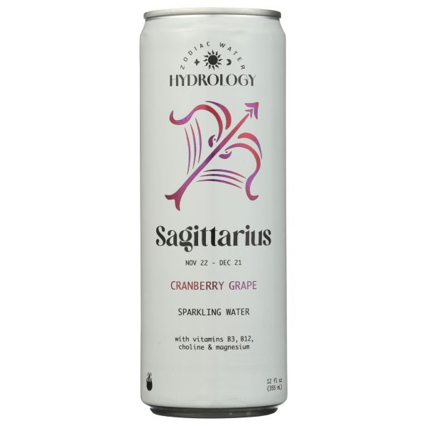 HYDROLOGY ZODIAC WATER: Sagittarius Cranberry Grape Sparkling Water, 12 fo