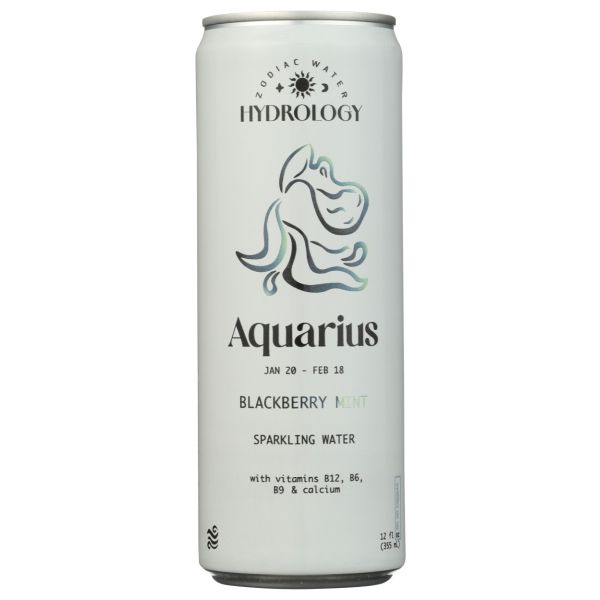 HYDROLOGY ZODIAC WATER: Aquarius Blackberry Mint Sparkling Water, 12 fo