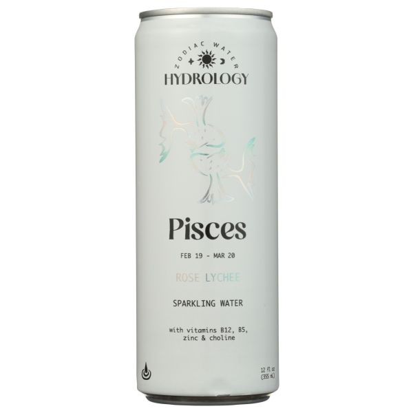 HYDROLOGY ZODIAC WATER: Pisces Rose Lychee Sparkling Water, 12 fo