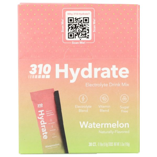 310 NUTRITION: Watermelon Hydrate 30 Count, 5.3 oz