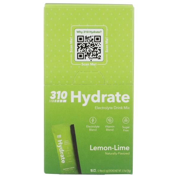 310 NUTRITION: Lemon Lime Hydrate 15 Count, 2.7 oz
