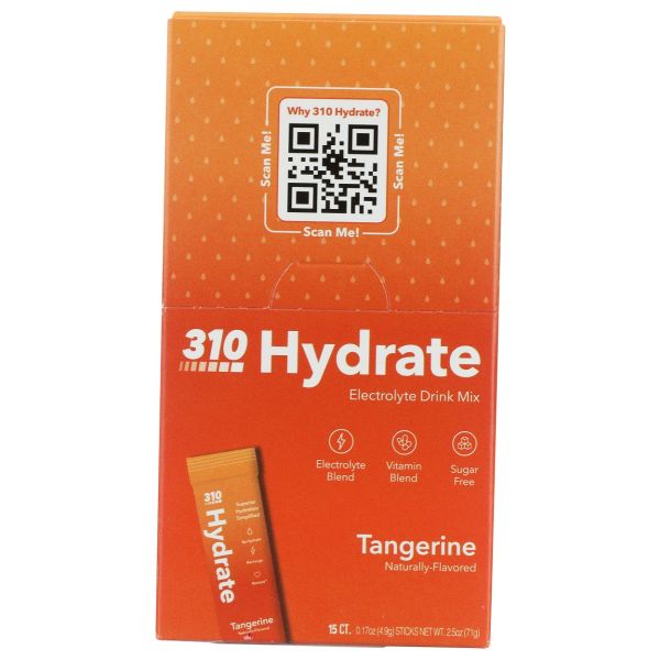 310 NUTRITION: Tangerine Hydrate 15 Count, 2.7 oz