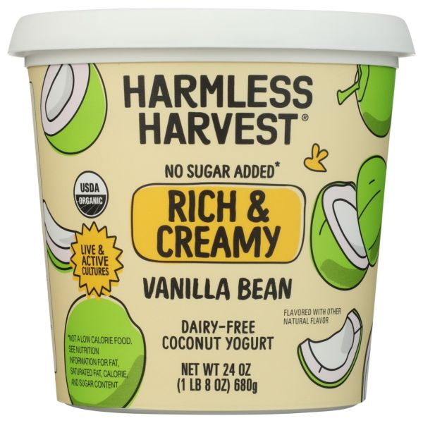 HARMLESS HARVEST: Rich and Creamy Vanilla Bean Dairy Free Coconut Yogurt, 24 oz