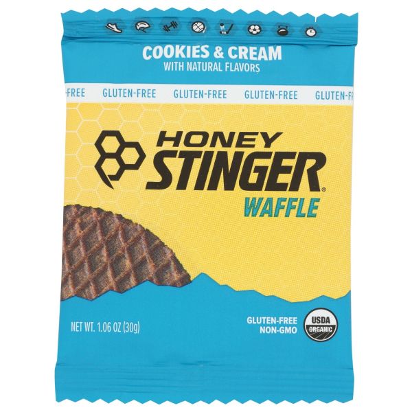 HONEY STINGER: Cookies and Cream Gluten Free Energy Waffle, 1.06 oz