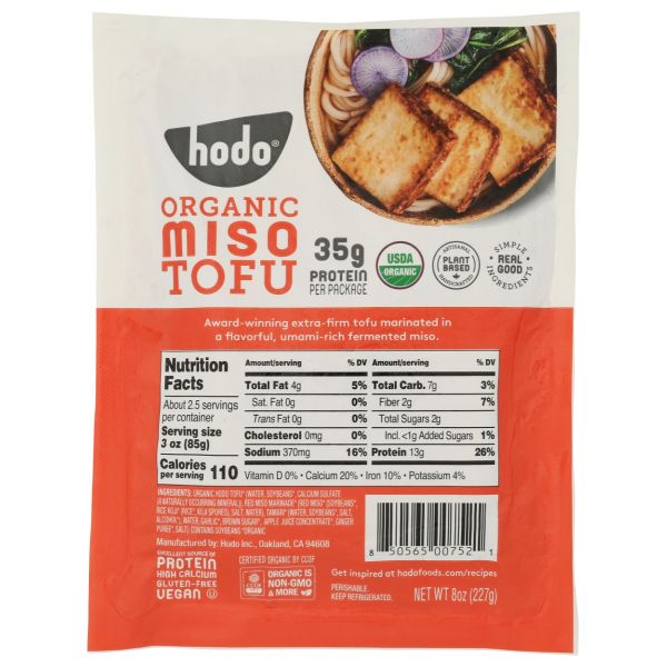 HODO: Organic Miso Tofu, 8 oz
