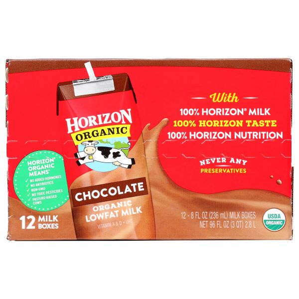HORIZON: Milk Reduced Fat Chocolate 12 Count, 96 oz