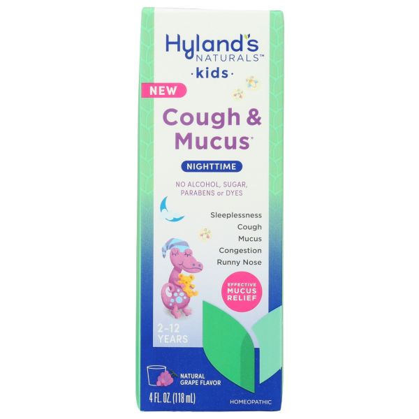 HYLAND: Kids Cough and Mucus Nighttime Grape Flavor, 4 fo