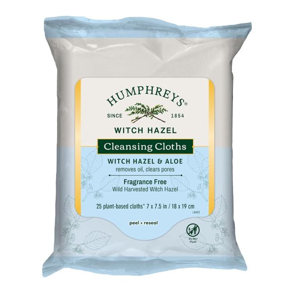 HUMPHREYS: Witch Hazel Cleansing Cloths with Aloe 25pc, 1 ea