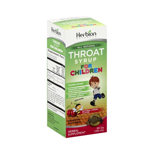 HERBION NATURALS: Syrup Kids Throat Cherry, 5 fo