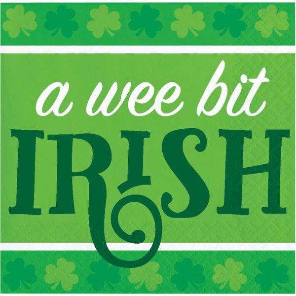 CREATIVE CONVERTING: Wee Bit Irish Beverage Napkin, 16 ea