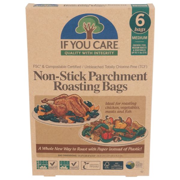 IF YOU CARE: Non-Stick Parchment Roasting Bags Medium, 6 bg