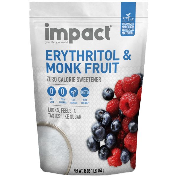IMPACT: Monk Fruit and Erythritol Sweetener, 1 lb