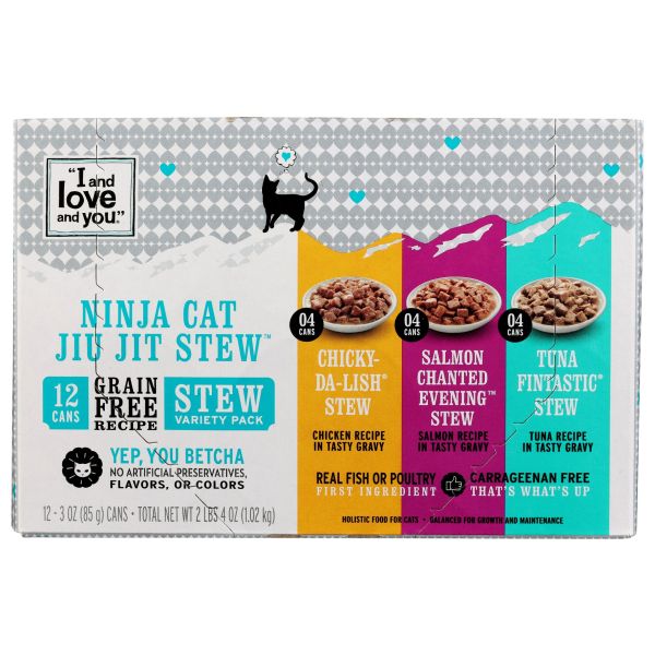 I&LOVE&YOU: Cat Can Variety Pack Ninja Cat Jiu Jit Stew, 12 ea