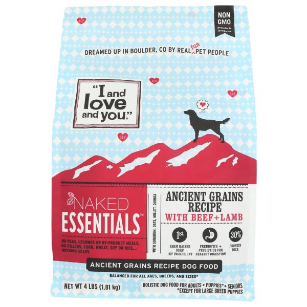 I&LOVE&YOU: Naked Essentials Ancient Grains Beef Lamb Dog Food, 4 lb