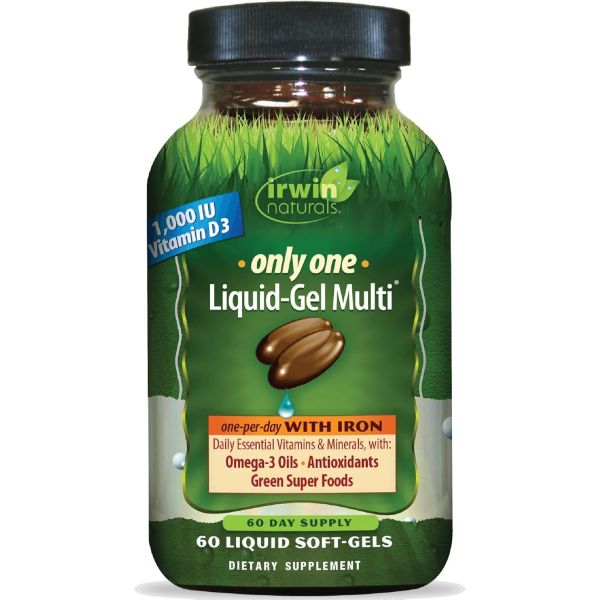 IRWIN NATURALS: Only One Liquid Gel Multi with Iron, 60 sg