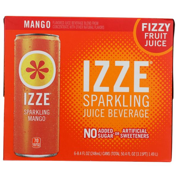 IZZE BEVERAGE: Sparkling Mango Juice 6 Count, 50.4 fo