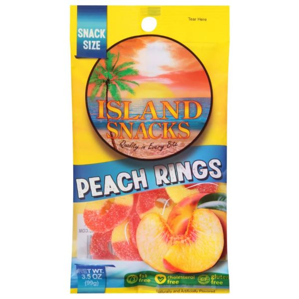 ISLAND SNACKS: Peach Rings, 3.5 oz