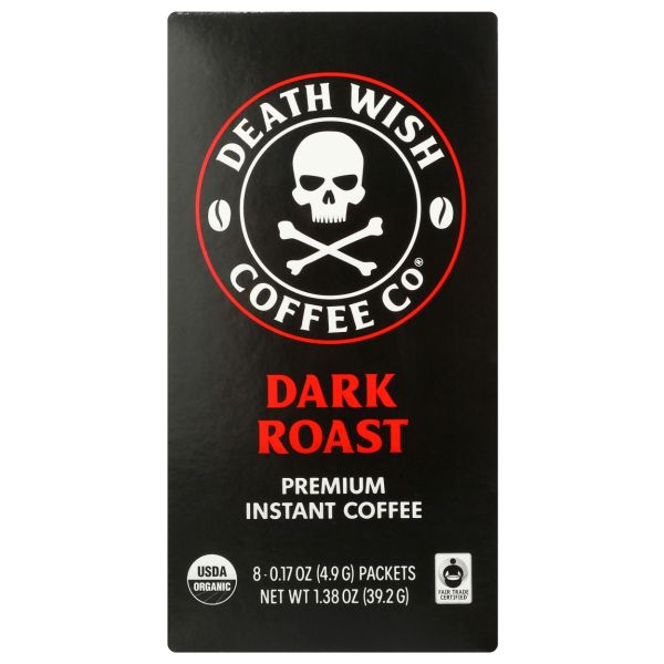 DEATH WISH COFFEE: Dark Roast Instant Coffee, 8 ea