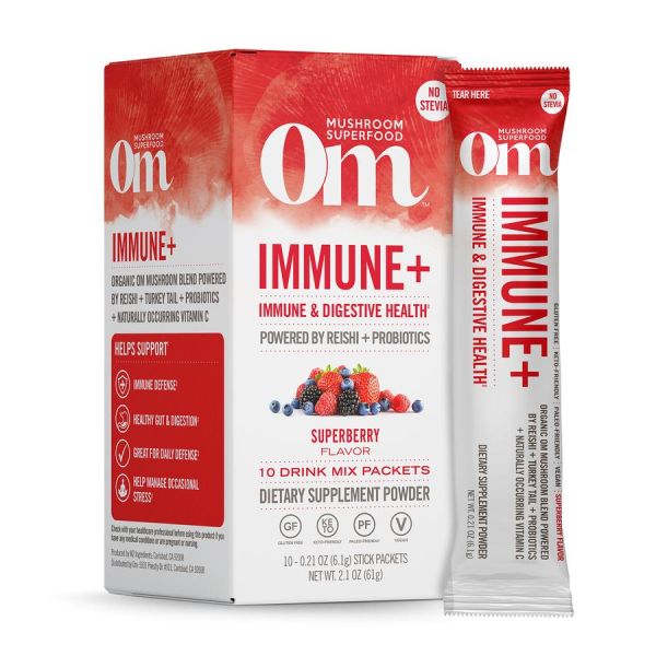 OM ORGANIC MUSHROOM NUTRITION: Immune Plus Superfood Drink Stick, 2.1 oz