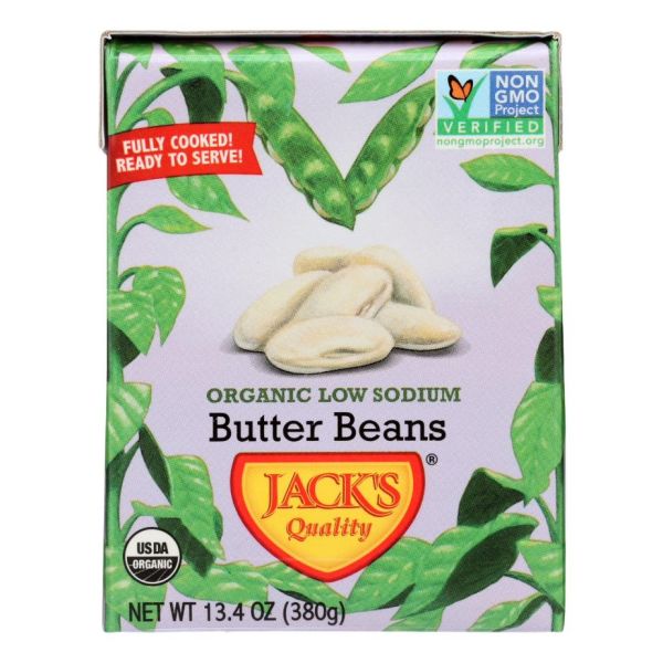 JACKS QUALITY: Organic Low Sodium Butter Beans, 13.4 oz