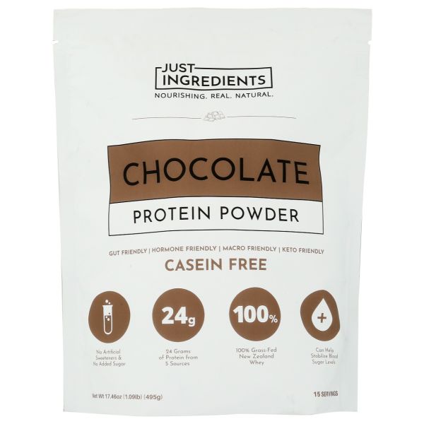 JUST INGREDIENTS: Chocolate Protein Powder, 17.46 oz