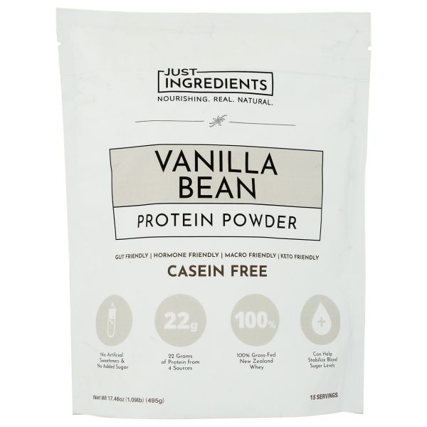 JUST INGREDIENTS: Vanilla Bean Protein Powder, 17.46 oz