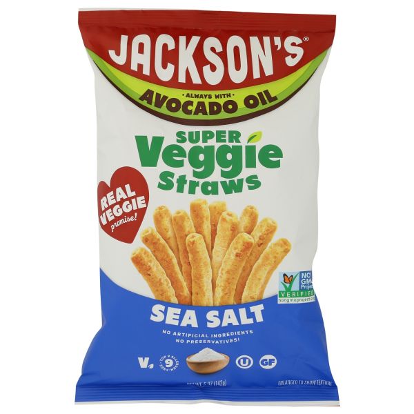 JACKSONS CHIPS: Sea Salt Super Veggie Straws in Avocado Oil, 5 oz
