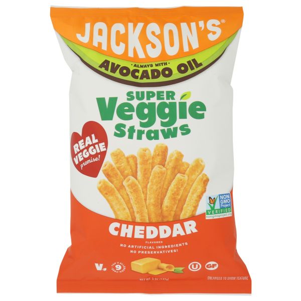 JACKSONS CHIPS: Cheddar Super Veggie Straws in Avocado Oil, 5 oz