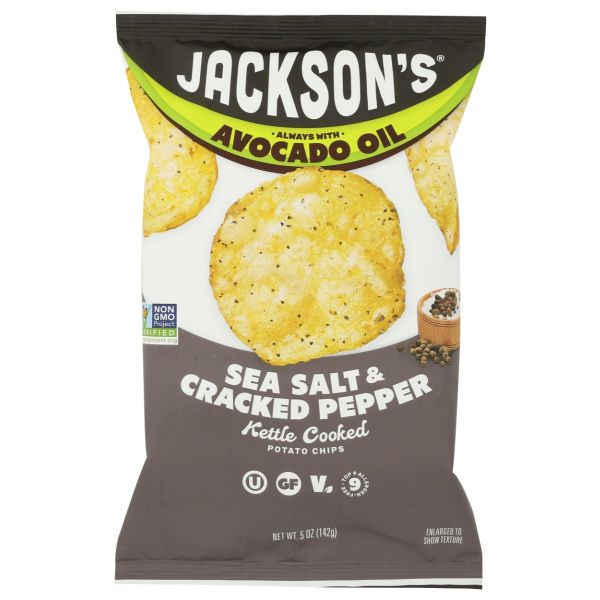 JACKSONS CHIPS: Sea Salt and Cracked Pepper Kettle Chips, 5 oz