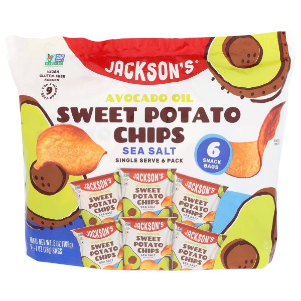 JACKSONS: Sea Salt Sweet Potato Chips in Avocado Oil 6 Count, 6 oz